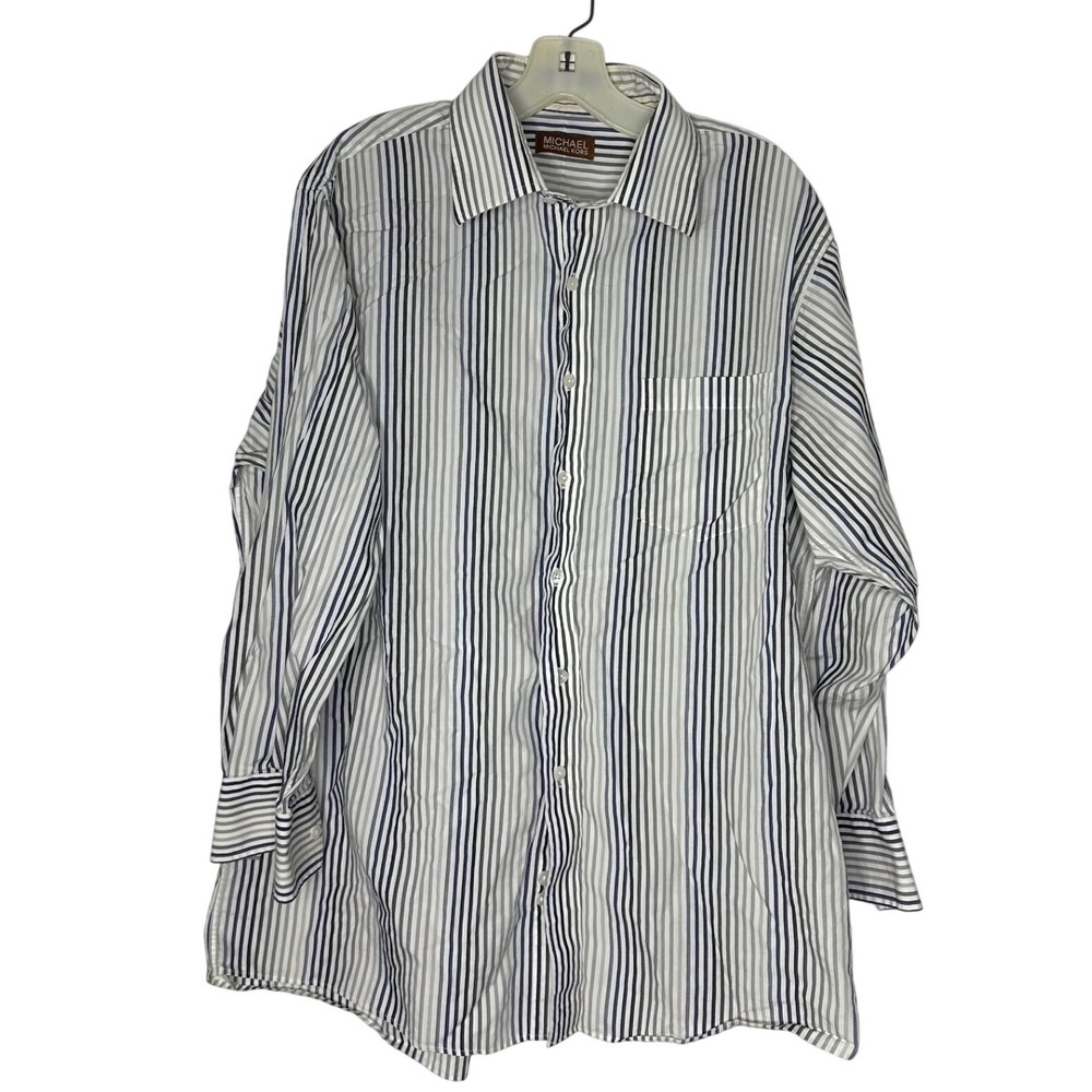 Michael Michael Kors Men's Striped Long Sleeve Shirt Size 17 32/33 X-Large